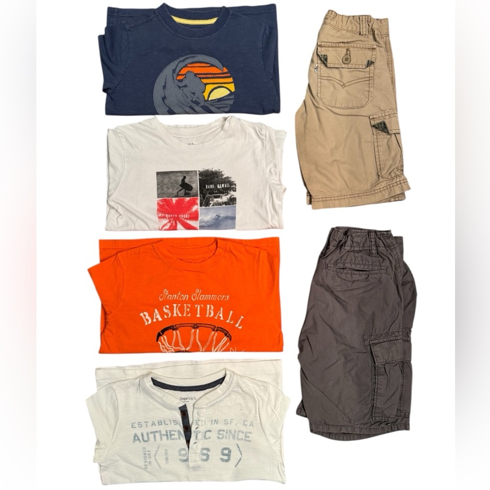 Boys Gap Kids Graphic T-Shirts Shorts Bundle sz S 6/7